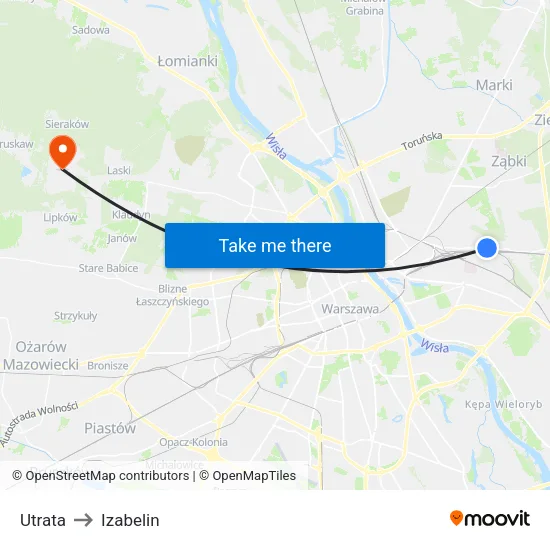 Utrata to Izabelin map