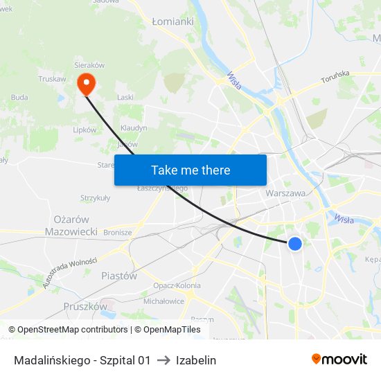 Madalińskiego - Szpital 01 to Izabelin map