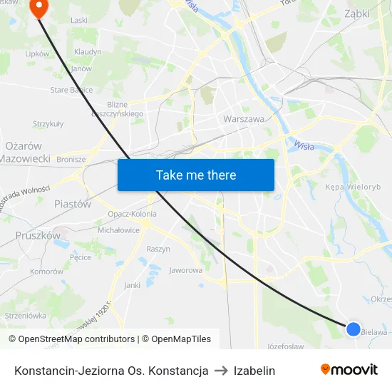 Konstancin-Jeziorna Os. Konstancja to Izabelin map