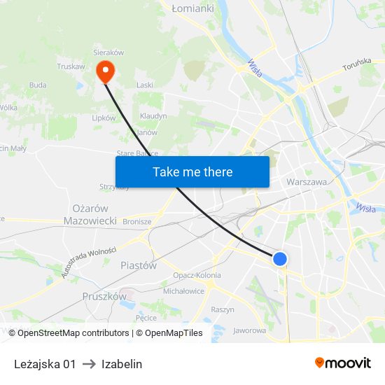 Leżajska to Izabelin map