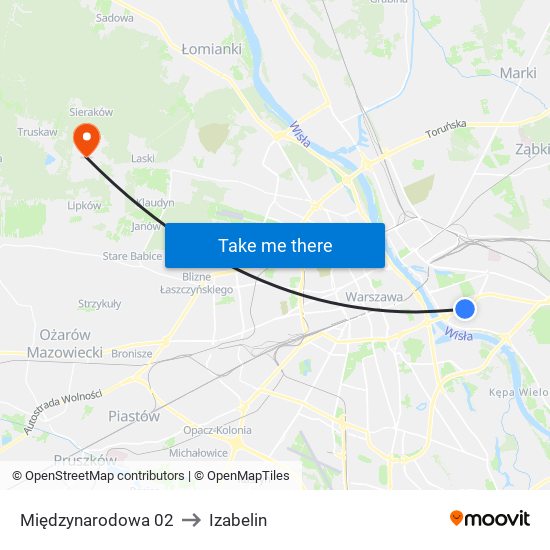 Międzynarodowa to Izabelin map