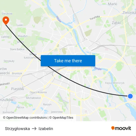 Strzygłowska to Izabelin map