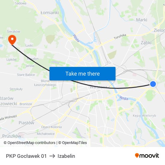 PKP Gocławek 01 to Izabelin map