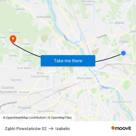 Ząbki Powstańców 02 to Izabelin map