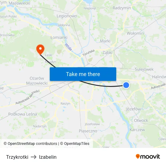 Trzykrotki to Izabelin map