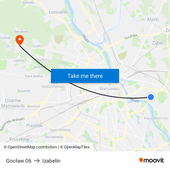 Gocław 06 to Izabelin map