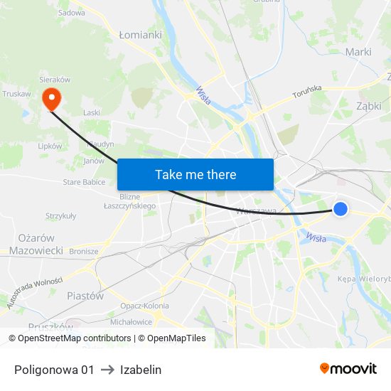 Poligonowa 01 to Izabelin map