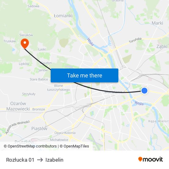 Rozłucka to Izabelin map