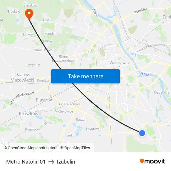 Metro Natolin 01 to Izabelin map