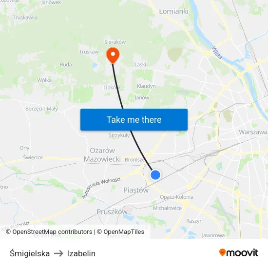 Śmigielska to Izabelin map