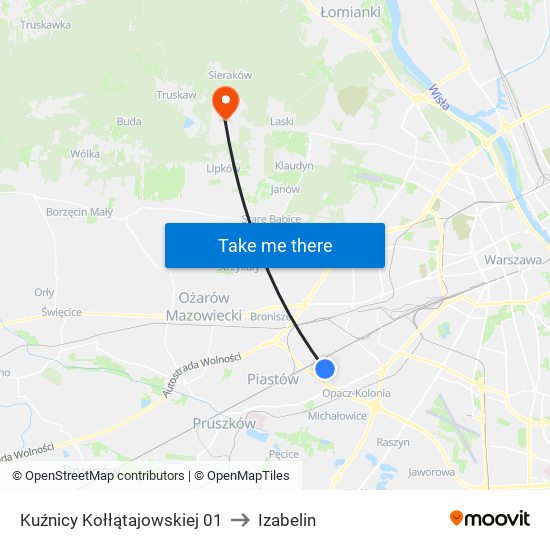 Kuźnicy Kołłątajowskiej 01 to Izabelin map