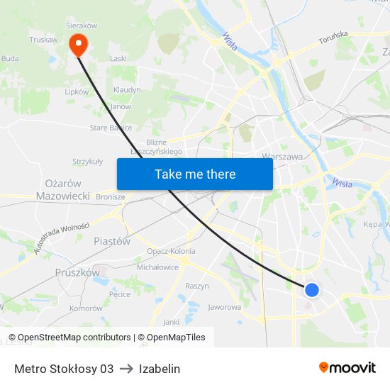 Metro Stokłosy 03 to Izabelin map