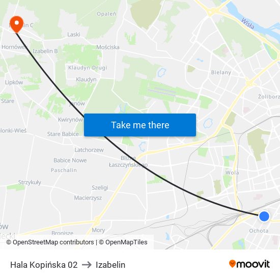 Hala Kopińska 02 to Izabelin map