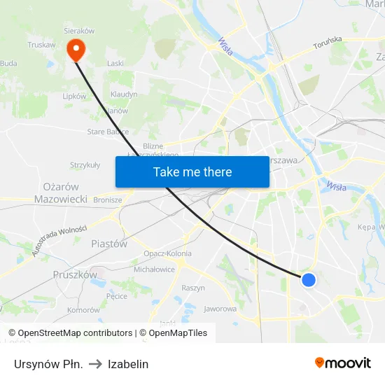 Ursynów Płn. to Izabelin map