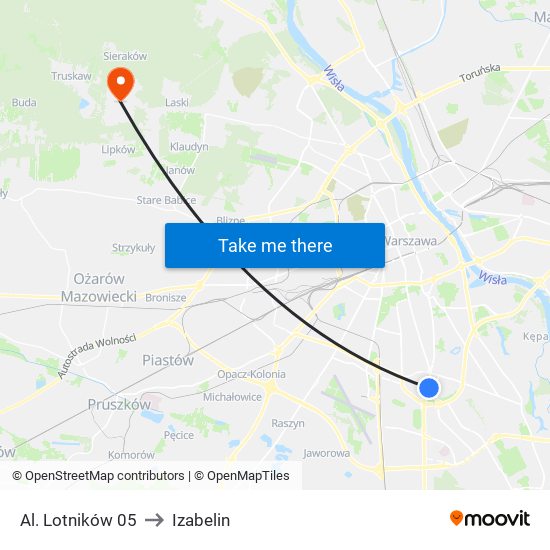 Al. Lotników 05 to Izabelin map