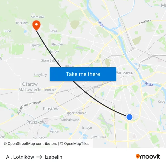 Al. Lotników to Izabelin map