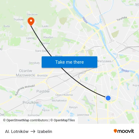 Al. Lotników to Izabelin map