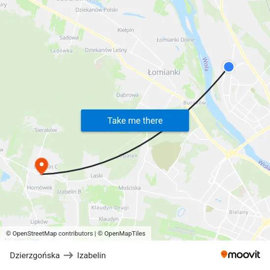 Dzierzgońska to Izabelin map