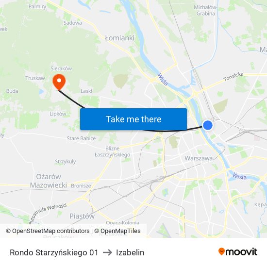 Rondo Starzyńskiego 01 to Izabelin map