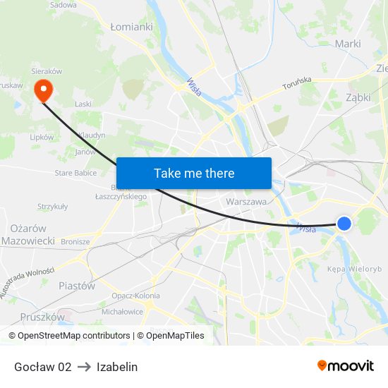 Gocław 02 to Izabelin map