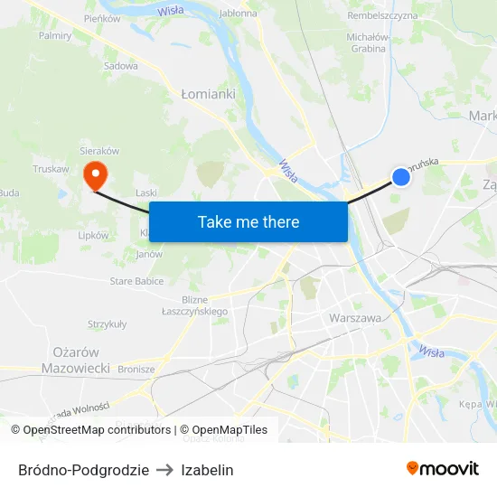 Bródno - Podgrodzie to Izabelin map