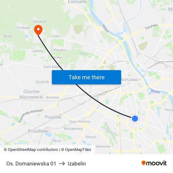 Os. Domaniewska 01 to Izabelin map