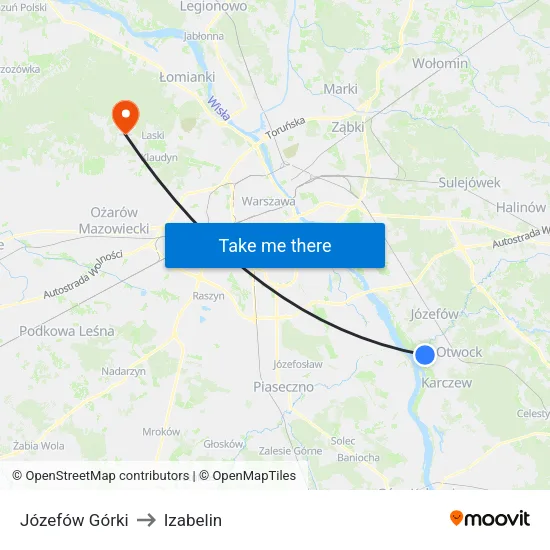 Józefów Górki to Izabelin map