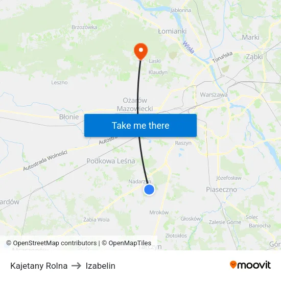 Kajetany Rolna to Izabelin map
