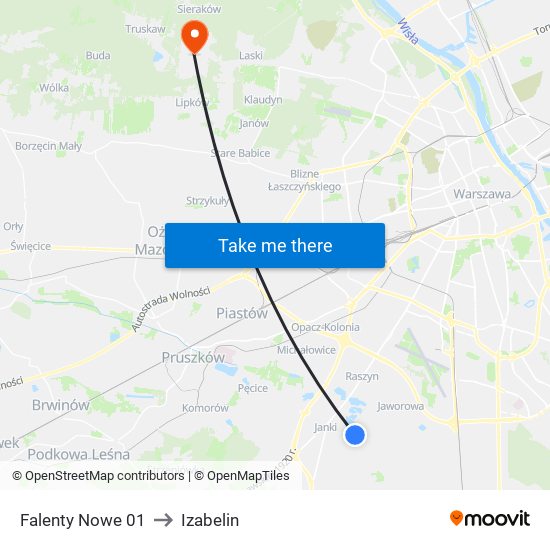 Falenty Nowe 01 to Izabelin map