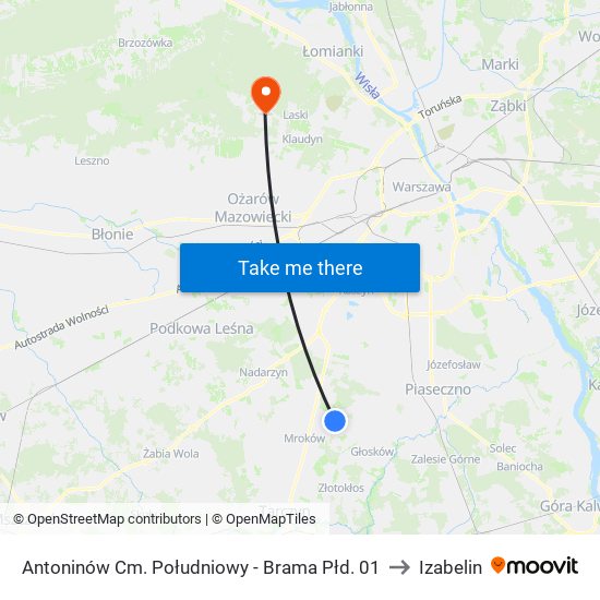 Antoninów Cm. Południowy - Brama Płd. 01 to Izabelin map