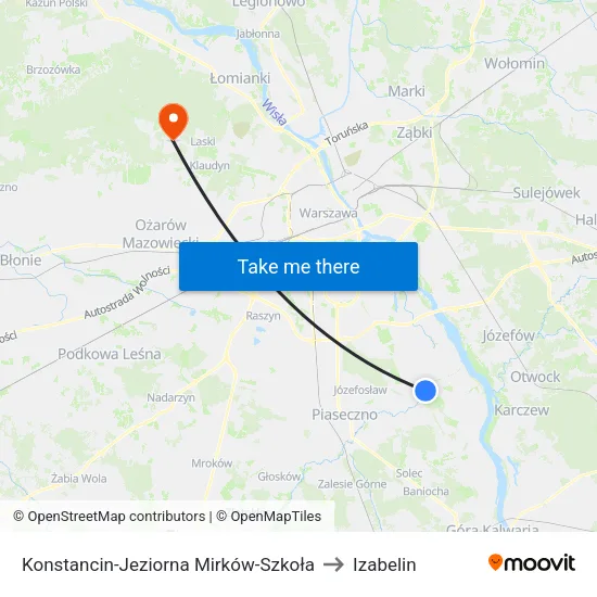 Konstancin-Jeziorna Mirków - Szkoła to Izabelin map