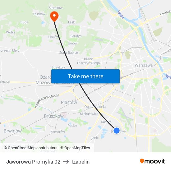 Jaworowa Promyka 02 to Izabelin map