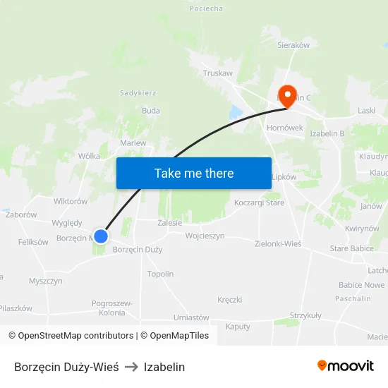 Borzęcin Duży - Wieś to Izabelin map
