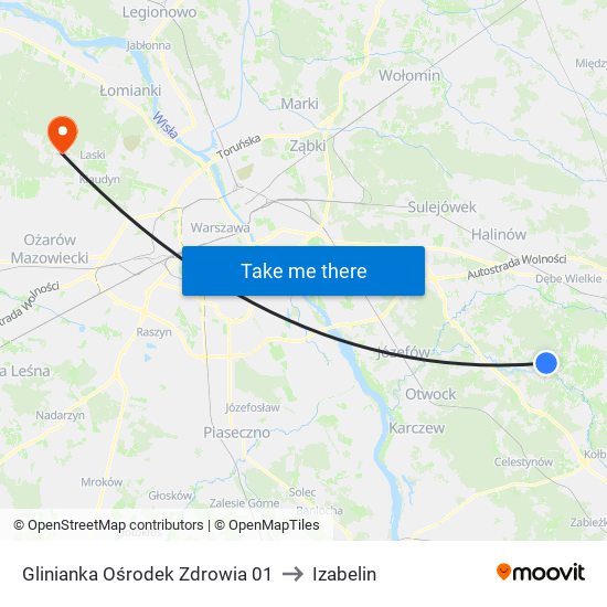 Glinianka Ośrodek Zdrowia 01 to Izabelin map