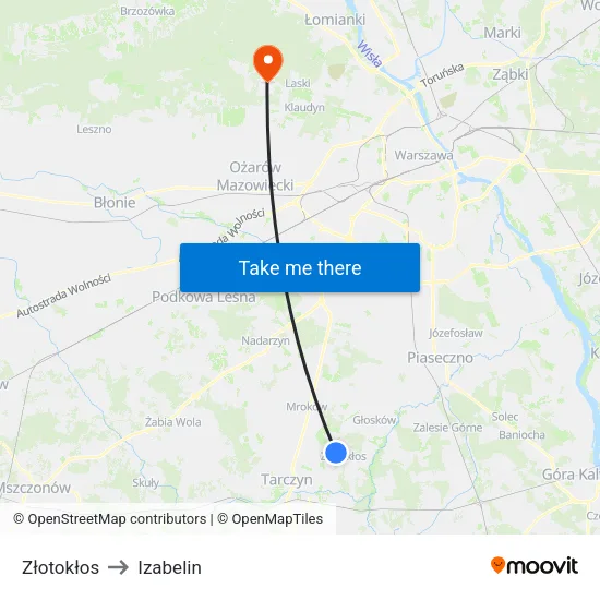 Złotokłos to Izabelin map