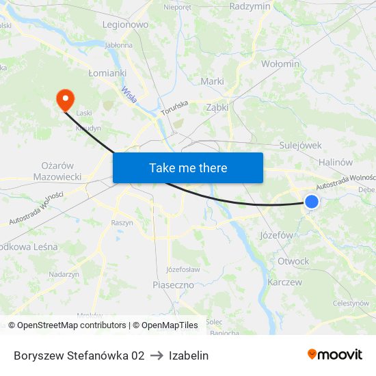 Boryszew Stefanówka 02 to Izabelin map