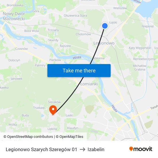 Legionowo Szarych Szeregów 01 to Izabelin map