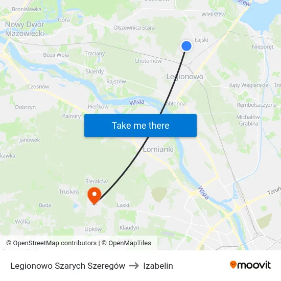 Legionowo Szarych Szeregów to Izabelin map
