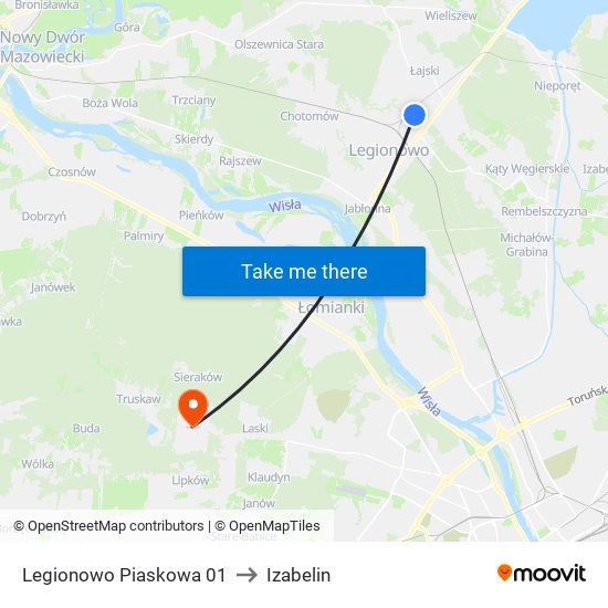 Legionowo Piaskowa 01 to Izabelin map