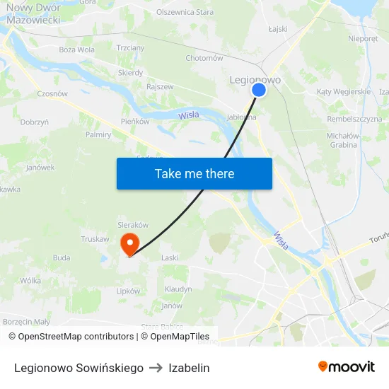 Legionowo Sowińskiego to Izabelin map