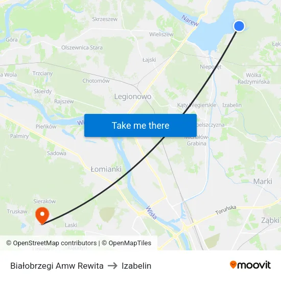 Białobrzegi Amw Rewita to Izabelin map
