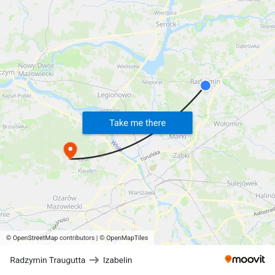 Radzymin Traugutta to Izabelin map