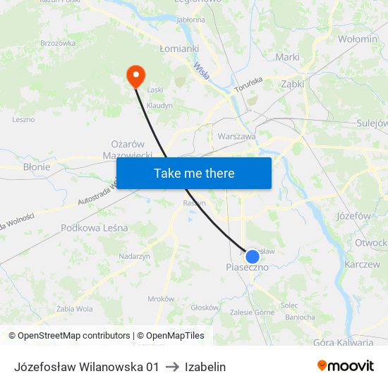 Józefosław Wilanowska 01 to Izabelin map