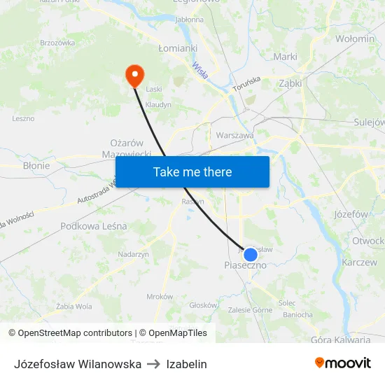Józefosław Wilanowska to Izabelin map
