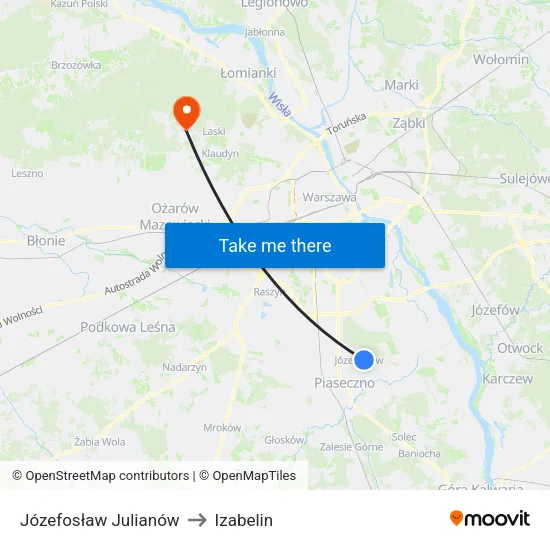 Józefosław Julianów to Izabelin map