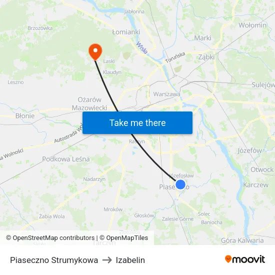 Piaseczno Strumykowa to Izabelin map