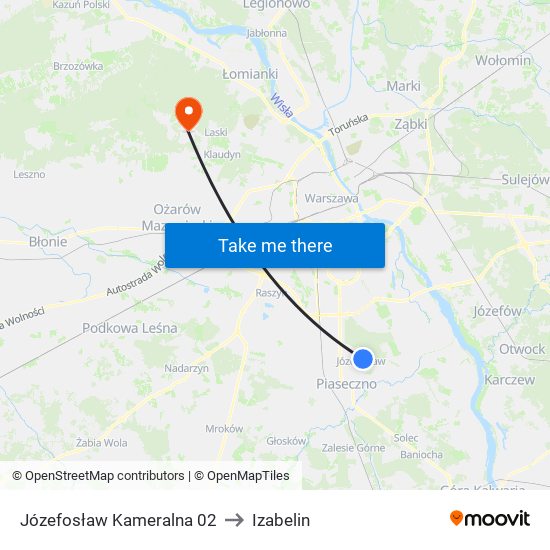 Józefosław Kameralna to Izabelin map