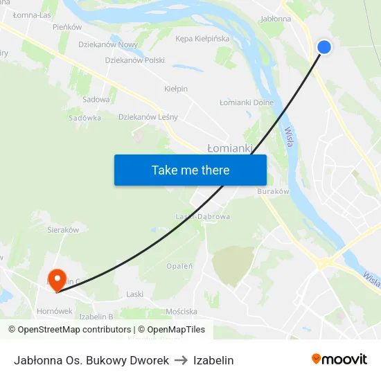 Jabłonna Os. Bukowy Dworek to Izabelin map