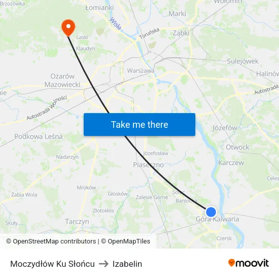 Moczydłów Ku Słońcu to Izabelin map