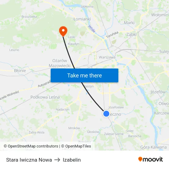 Stara Iwiczna Nowa to Izabelin map